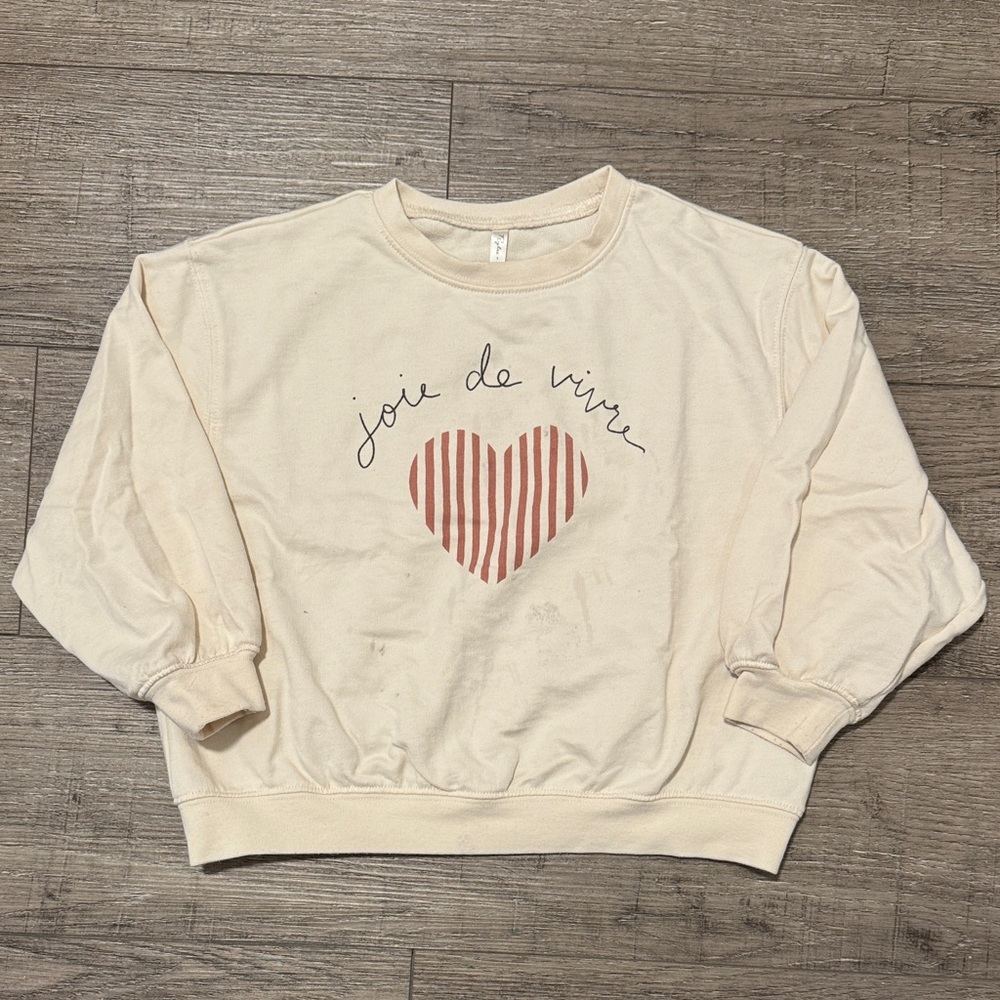 Rylee + Cru Cream Sweatshirt with Rust Striped Heart